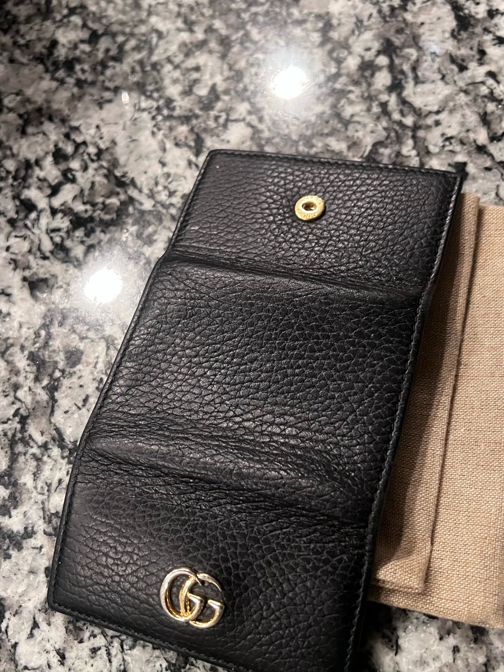 Gucci Black Leather GG Marmont Key Pouch with Gold Hardware - Picture 3 of 5